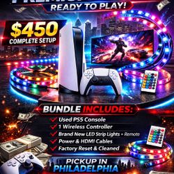 USED PS5 Premium Bundle  + NEW LED Lights