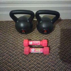 Dumbbell  Pair And Kettlebell Pair 1 Cast Iron Dumbbell