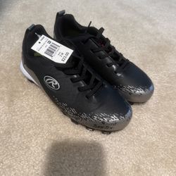 Rawlings Ripsaw Boys 2M Turf Shoes Black/Silver New with Tags