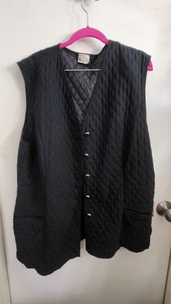 Vintage Hermann Lange Collection Black Quilted Vest Size 46 Made In Germany