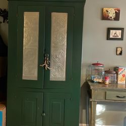 Homemade cabinet  tin punched top doors very heavy