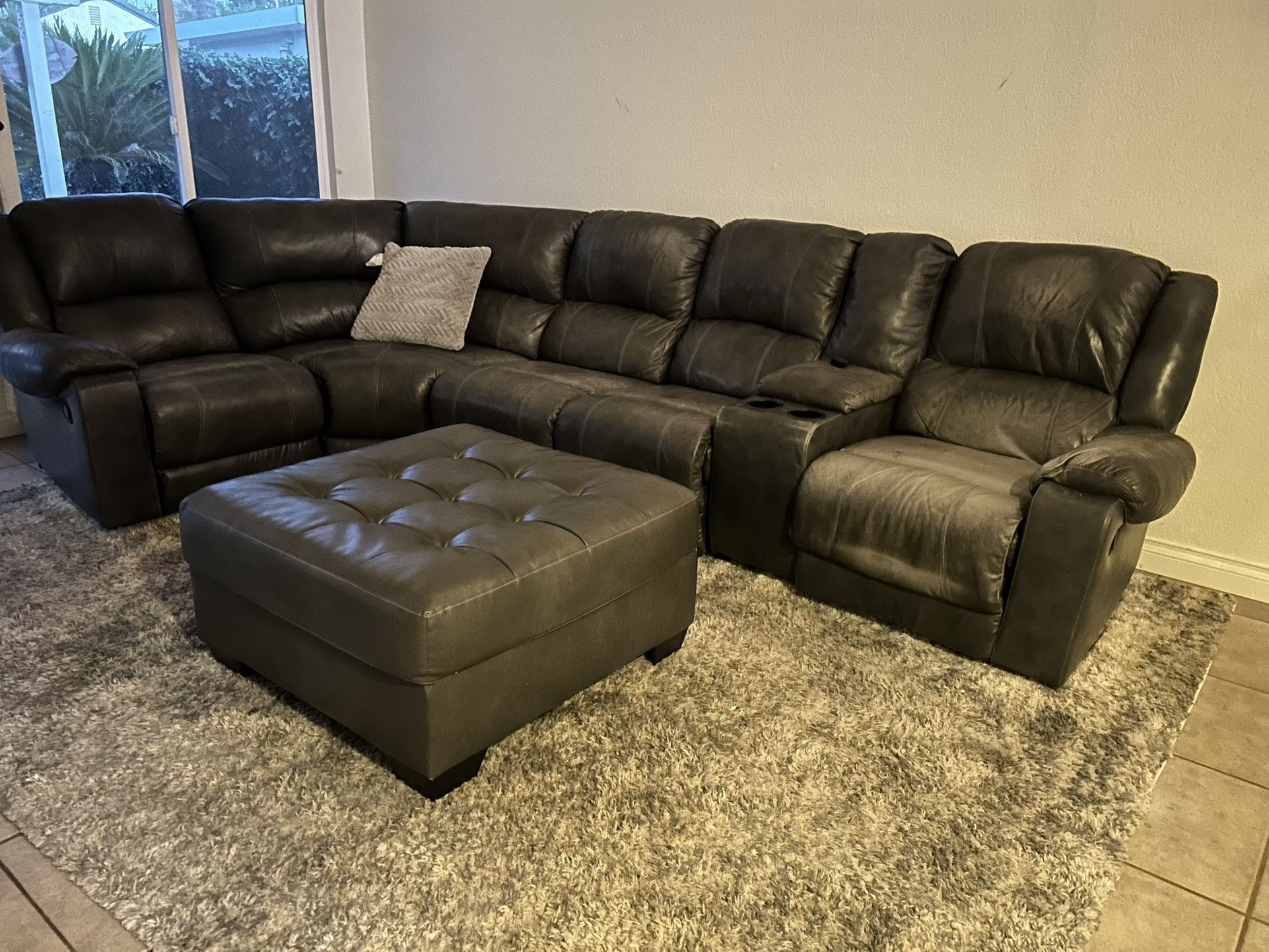 Grey Leather Couch
