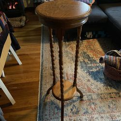 tall oak plant stand