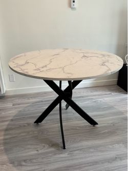 Round Faux Marble Top Table