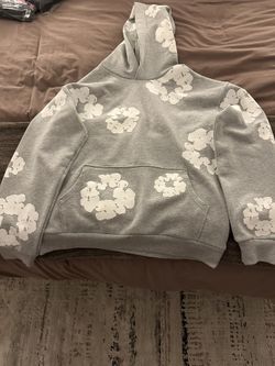 Grey Demin Tear Hoodie   