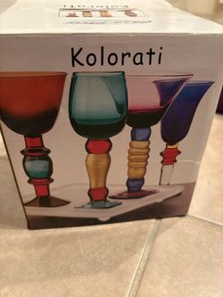 Vtg Hand Made Goblet Style Shot/ Dessert Glass Set Of 4 Bombay Made In Italy