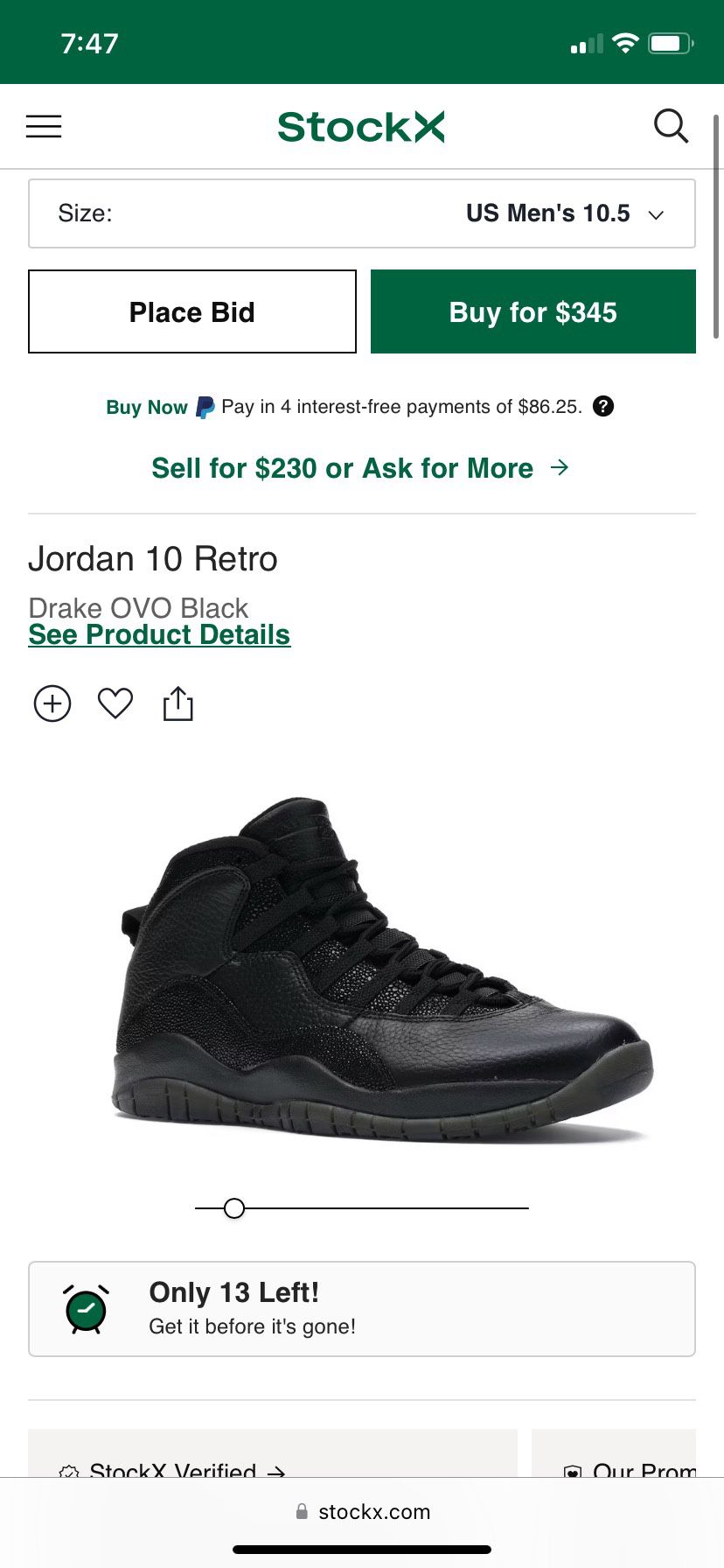 Jordan 10 Retro Drake Ovo Black 