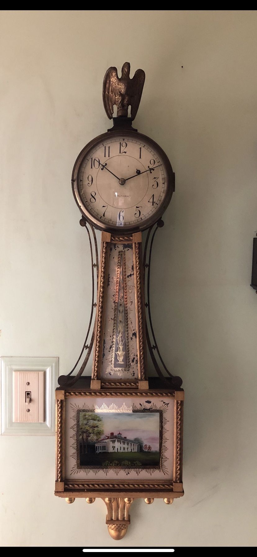 Antique Waltham wall clock