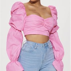 Secret Diary Poplin Corset Top - Pink XL