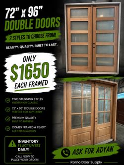72x96 double final front doors framed