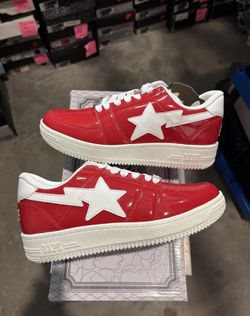 Size 9.5 US - A BATHING APE Bape Sta RED Patent Leather Never Worn