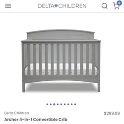 4 in 1 Convertible Crib-Gray