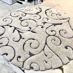 SAFAVIEH 8x8 Round Area Rug – Beige Swirl Design – $125