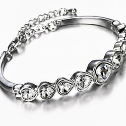 NEW Multi Heart Jewel Bar Chain Bracelet - Made with Swarovski® Crystals