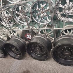 4 20X9.5 OFFSET-18 SATIN BLACK WHEELS  NEW