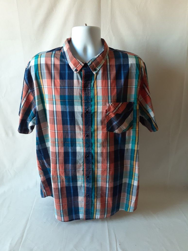 Levi's men's plaid short-sleeve button-down shirt size XXL