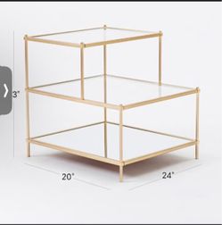 Set of West Elm Gold Metal Glass Two-Tier Side Tables