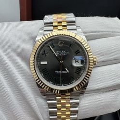 (750$)Rolex Datejust 41 Wimbledon Dial 126333 Fluted Bezel Jubilee Bracelet