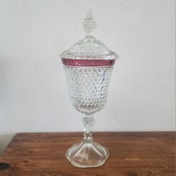 Vintage Glass Compote Candy Dish Indiana Glass 15"