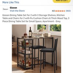 3-piece bar table set (table + 2 chairs)