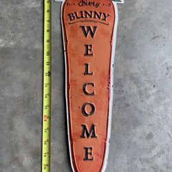 Large Galvanized Metal Carrot Welcome Sign, 36 Inches Tall, Has Raised Letters