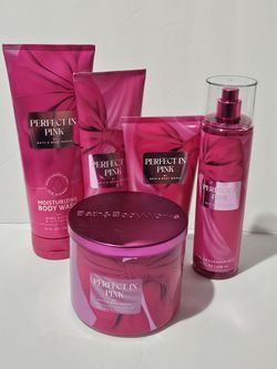 Retired PERFECT IN PINK Bath & Body Works body wash,lotion, scrub,perfume & candle over $100 retail 
