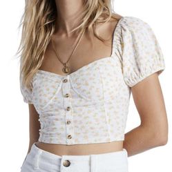 Medium Billabong Yellow/cream Top EUC 