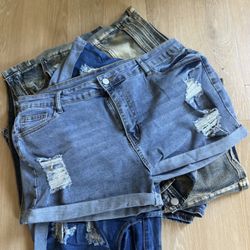 Plus, Size Denim Squorts Skirts  & 2 Shorts 