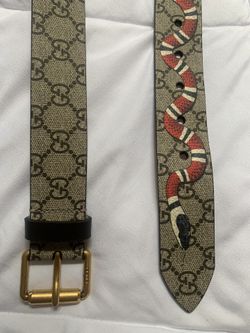 Gucci Kingsnake Print GG Supreme Belt (Size 110)