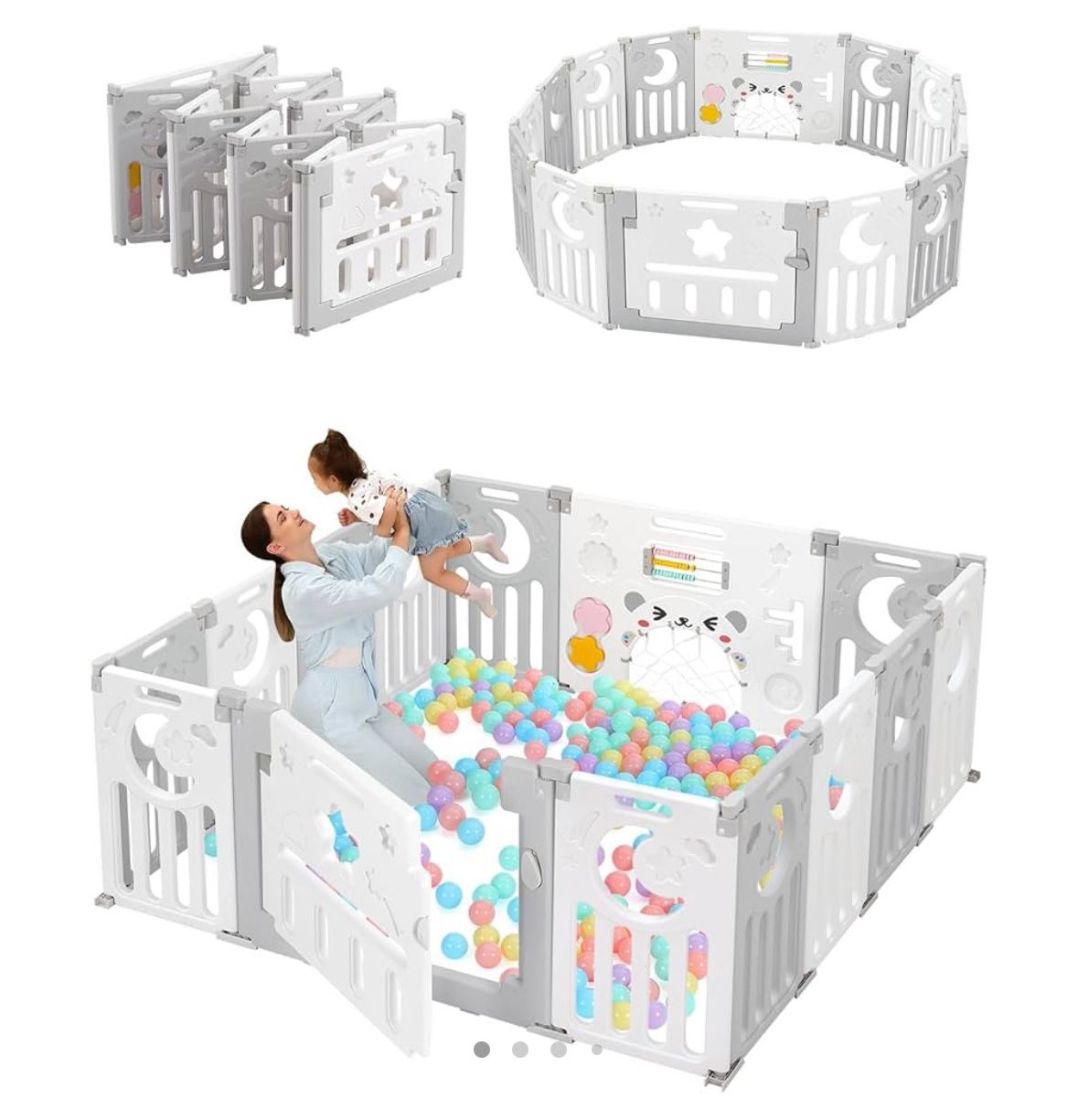 Baby Playpen for Babies & Toddlers. FoldableAdjustable Shape Baby Fence Safety Play Yard with Gate Portable Play Area for Indoor or Outd