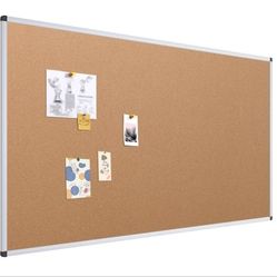 Large Cork Bulletin Board, 96 X 48 Inches, Wall-Mounted Corkboard with Silver Aluminium Frame  8' X 4'