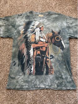 Vintage 1997 The Mountain Indian Chief All Over Print T-Shirt Mens Size Medium