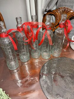 5 Glass Clear Bottle  With Ribbon 