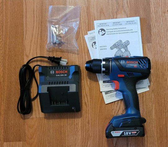 New Bosch 18v Cordless 1/2" Drill Driver 2ah Battery and Charger $70 Firm Pickup Only