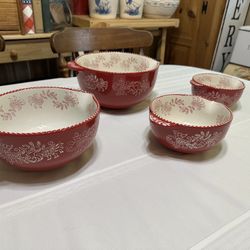 Red Floral Lace Nesting Mixing Bowls