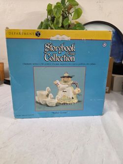 Dept 56 Storybook Tea Set Mother Goose Teapot 4 Cups Handpaint Retired