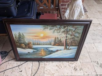 Northern snow, river sunset