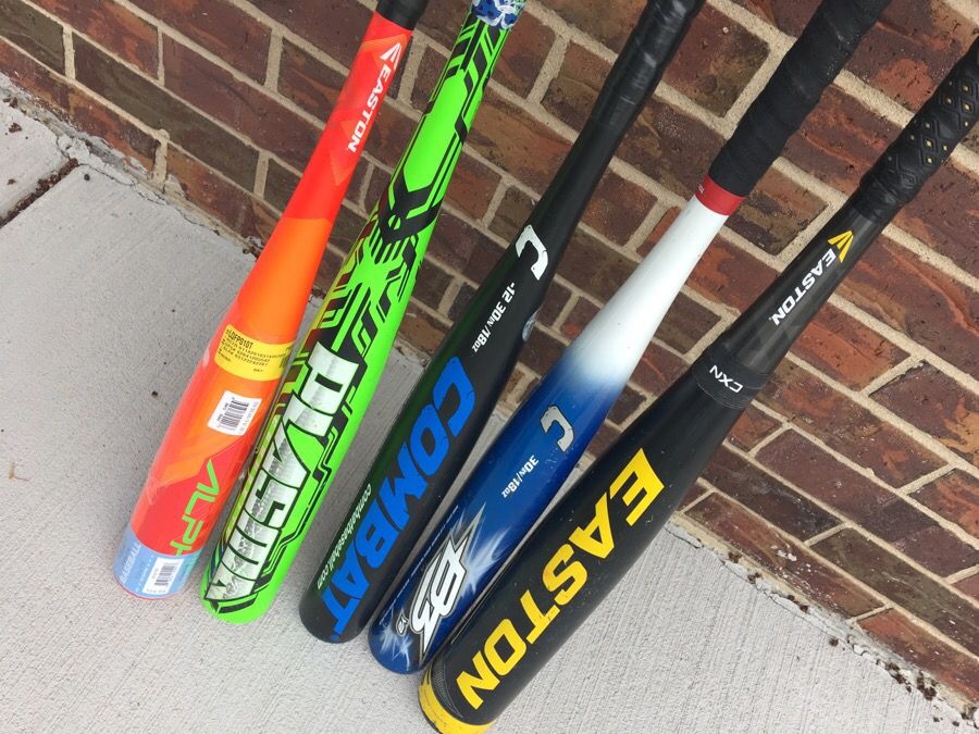 Youth baseball bats 30 inch x4 and one 28/18 big barrel