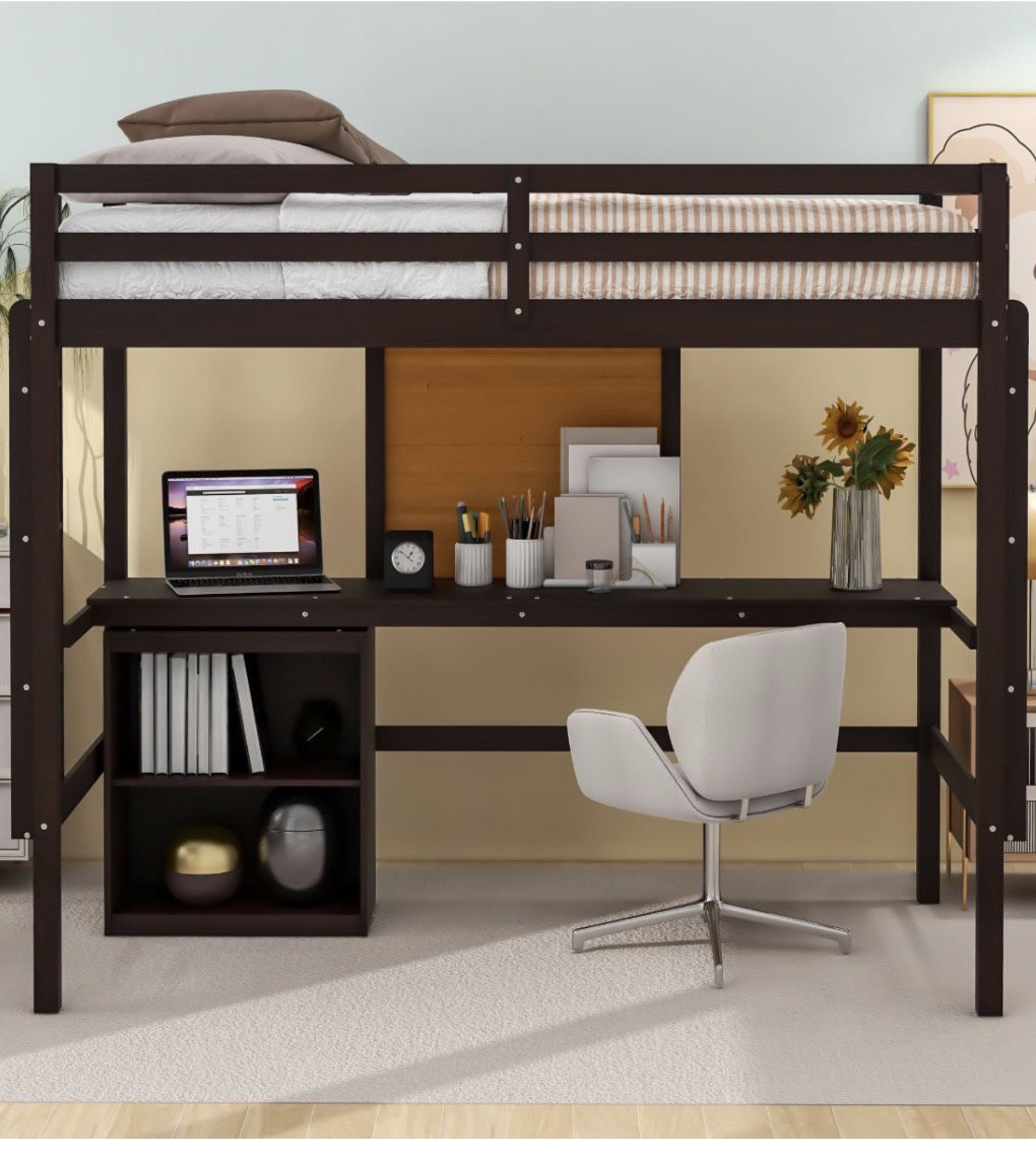 Full-size loft Bed with Desk