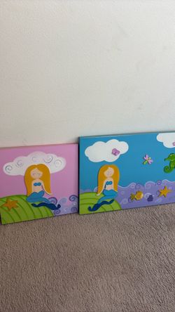Mermaid paintings girls room decoration