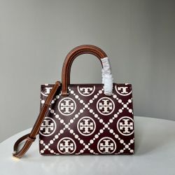TORY BURCH T MONOGRAM CONTRAST EMBOSSED TOP-HANDLE TOTE