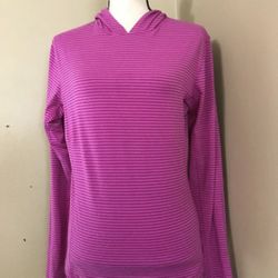 Women’s Columbia Omni-Wick Pink Striped Pullover Hoodie Long-Sleeve Shirt Size M