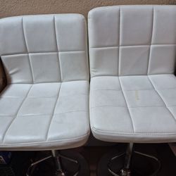 Set Of Pleather Stools With Metal Base