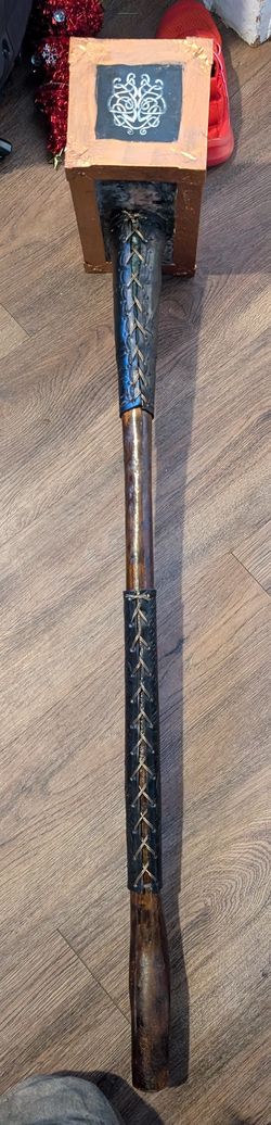 Handmade Artistic Battle Hammer Built With Elm, Cased In Iron