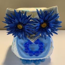 Owl Diaper Cake - Blue