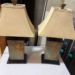 2 Slate end table lamps.  Height 2 feet.