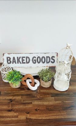 Small Metal Baked Goods Sign Kitchen Sign Farmhouse Rustic French Country Decor