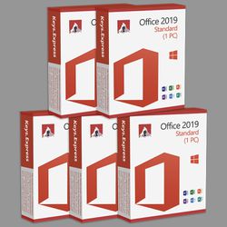 Microsoft Office 2019 Professional Plus 5 Computers License, Windows 10, 11, Pc, MacBook 