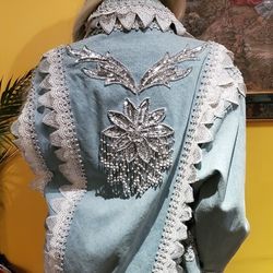 Vintage Beaded Denim Jacket 