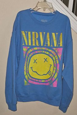 Nirvana Smiley Face Overdyed Crew Neck Sweatshirt xs